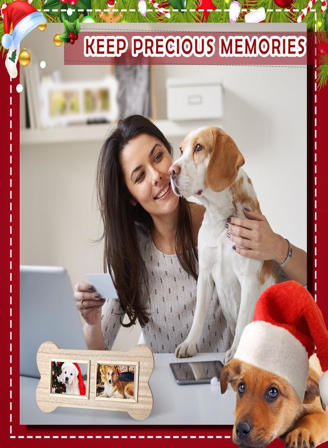 Lineshading 2 Pcs Dog Picture Frame Puppy Collage Picture Bone Shaped Wooden Doggie Photo Frame Christmas Gifts Dog Owner Puppy Lover Pets Pictures Tabletop Gift for Living Room Study Bedroom - Image 4